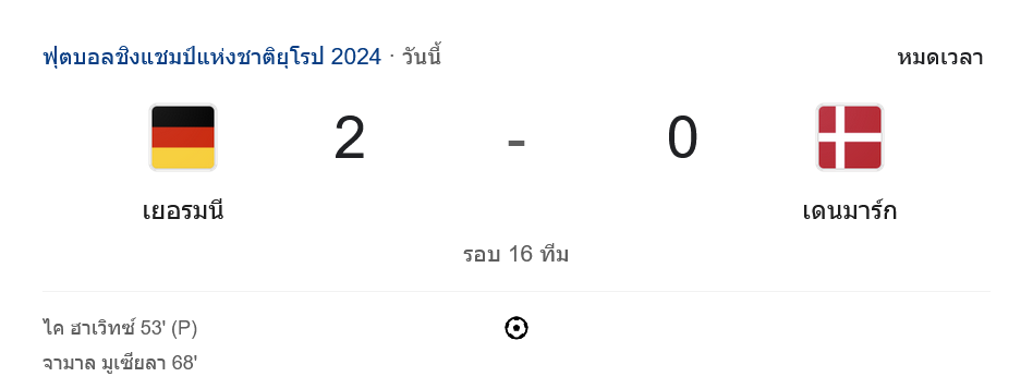 ผลบอล เยอรมนี เดนมาร์ก