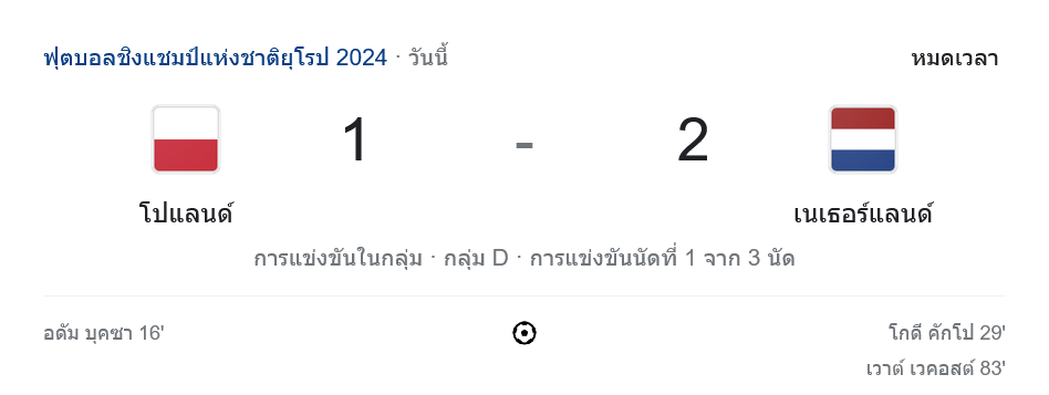 ผลบอลยูโร poland netherlands