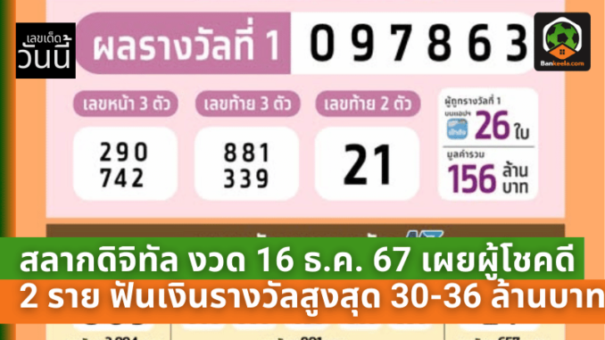 สลากดิจิทัล งวด 16